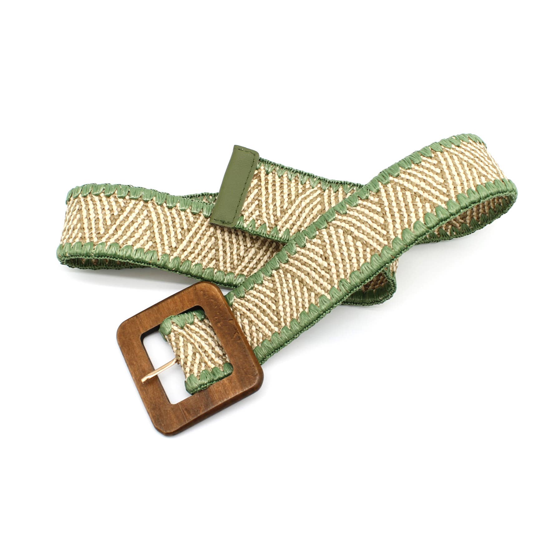 Ceinture Élastique à Boucle Rectangulaire: Kaki