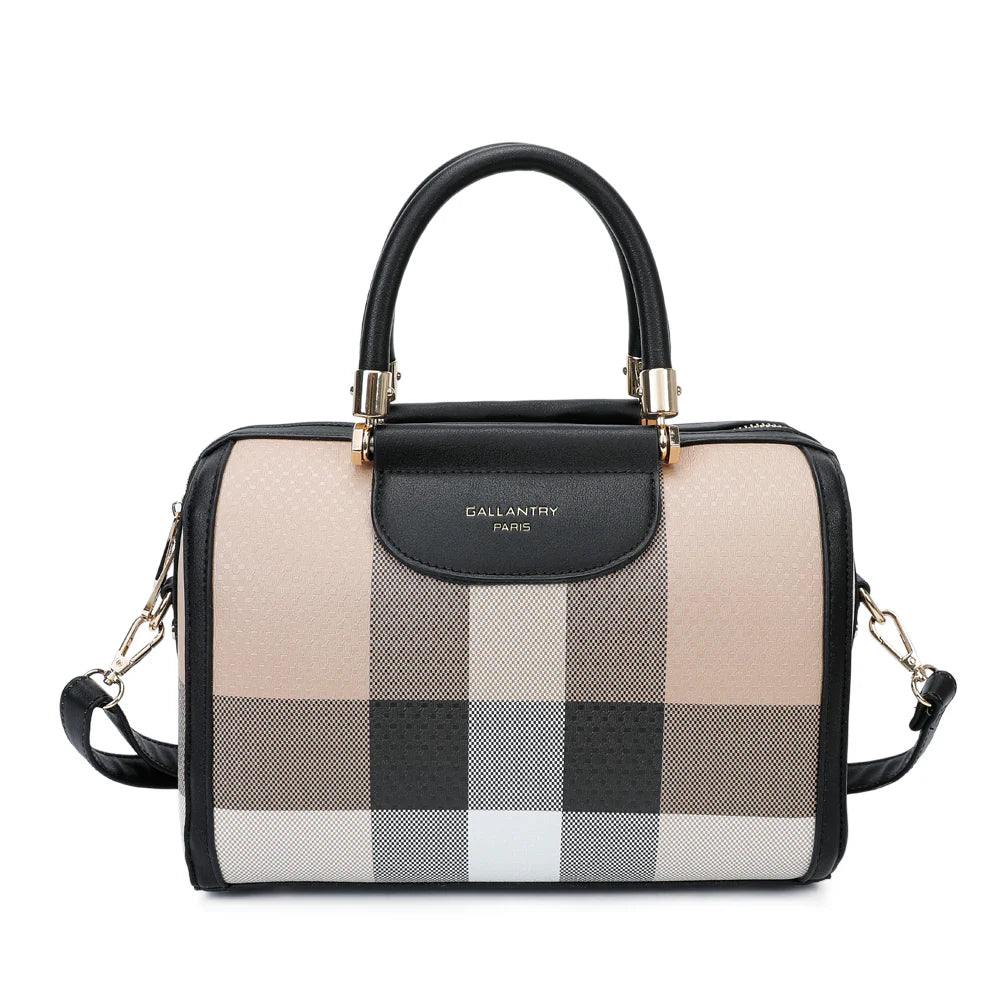 Sac à Main écossais Couleur: Taupe/Noir